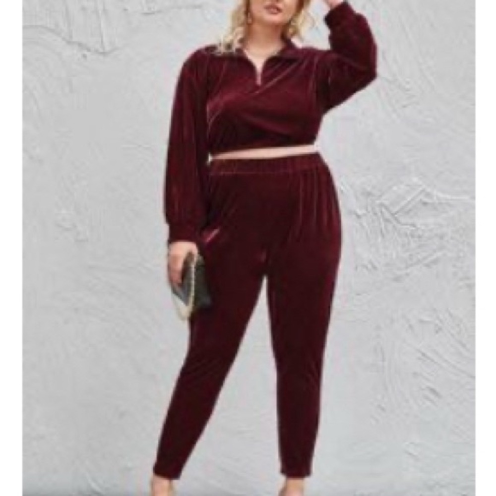 Elegant Burgundy Velvet Jumpsuit